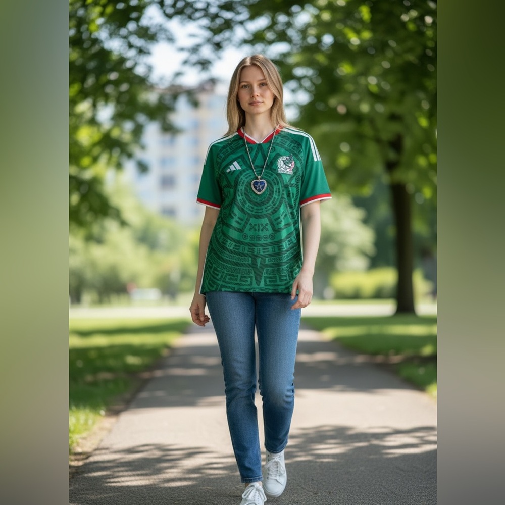 adidas Green Men's Football Jersey with Red Accents
